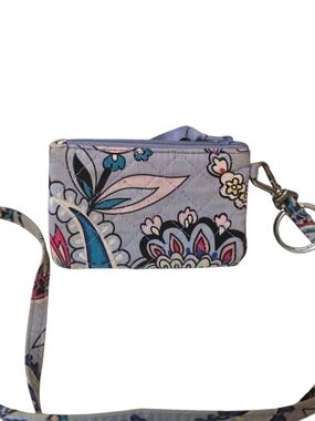 Vera Bradley quilted Card/ID holder with matching lanyard in a soft blue paisley